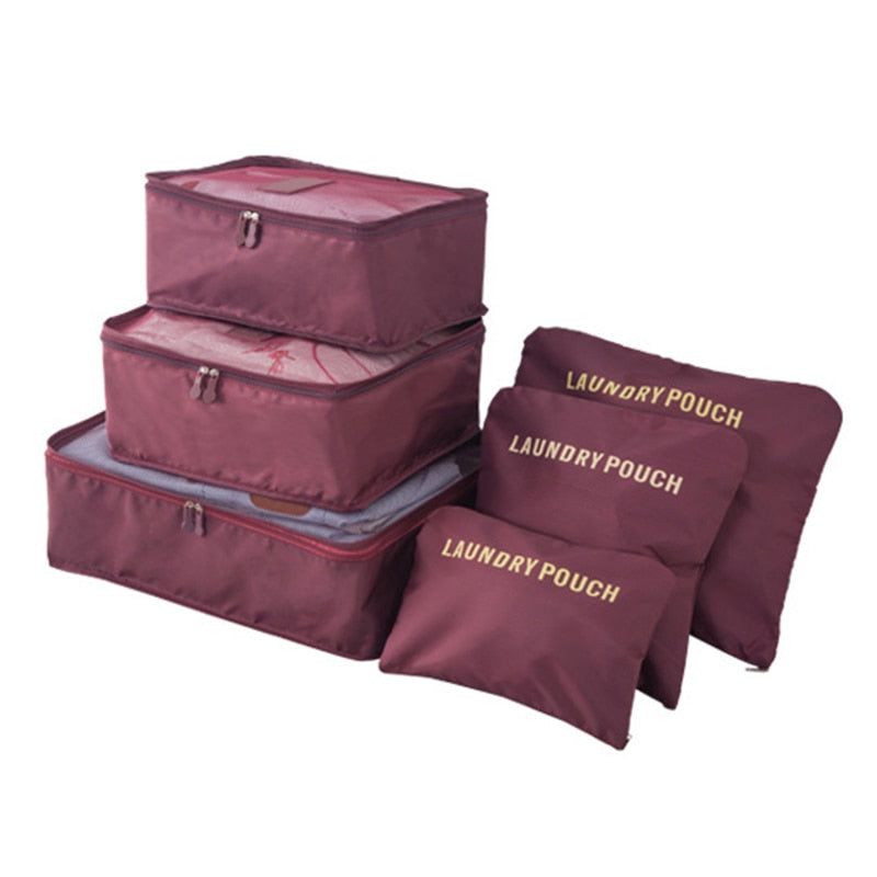 6pcs Travel Clothes Storage Bag Set for Suitcases