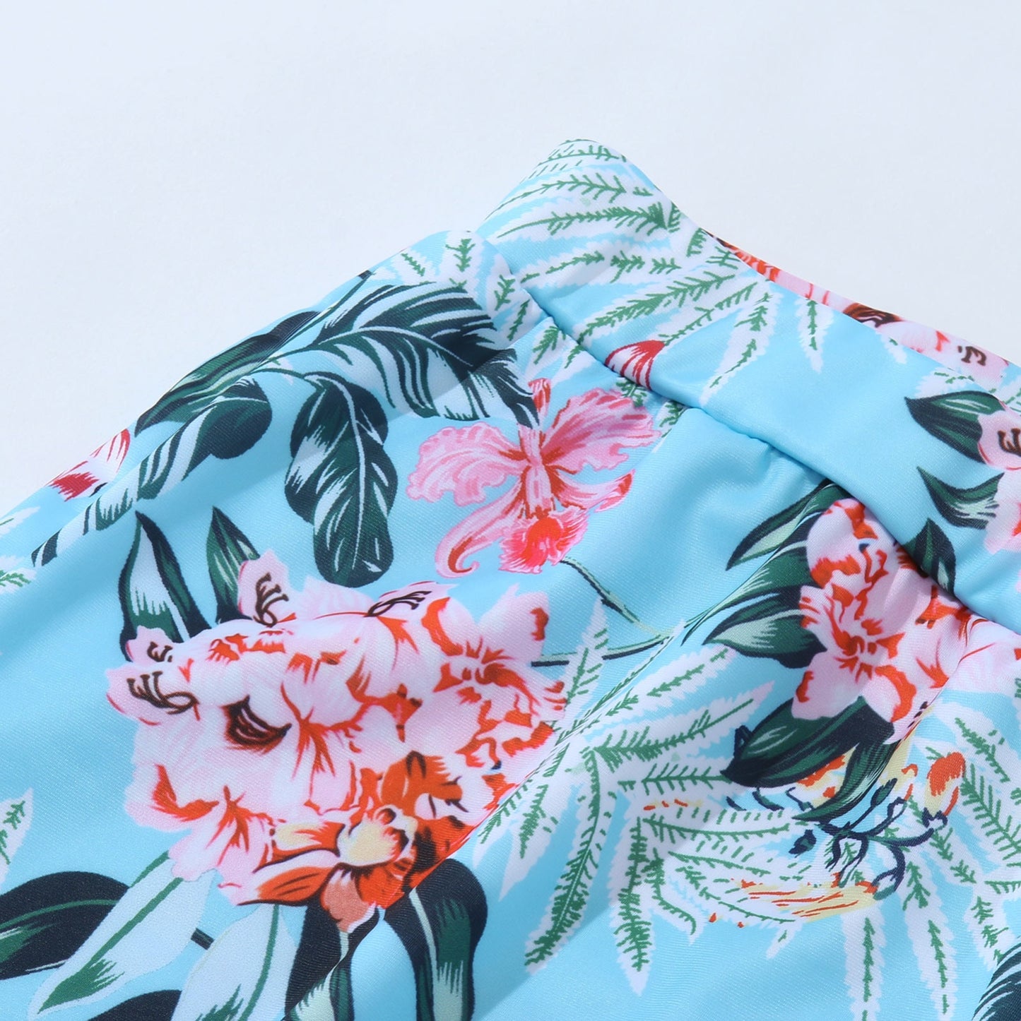 "Sea You Soon" Leaf Floral Print Matching Family Swimwear