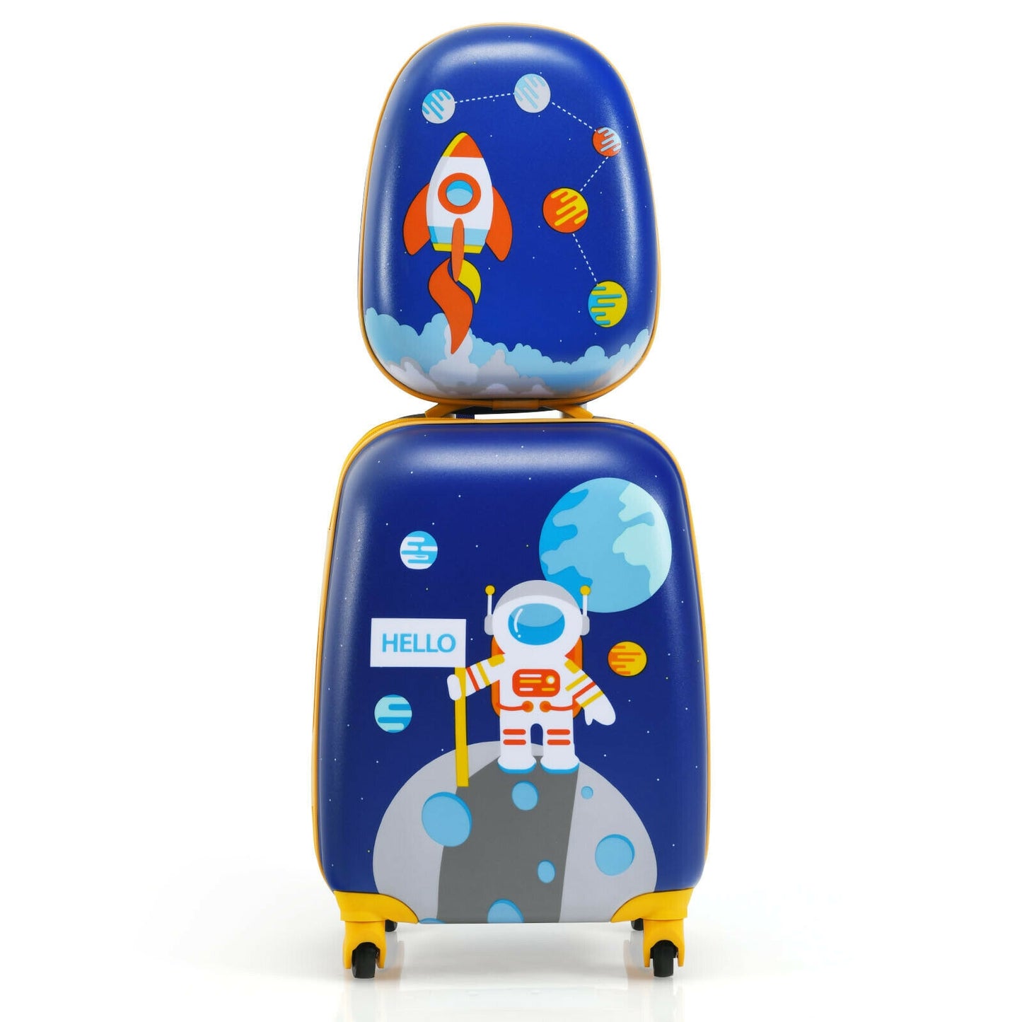 "Vacation Location: SPACE!" 2pc Kids Carry On Rolling Luggage Set