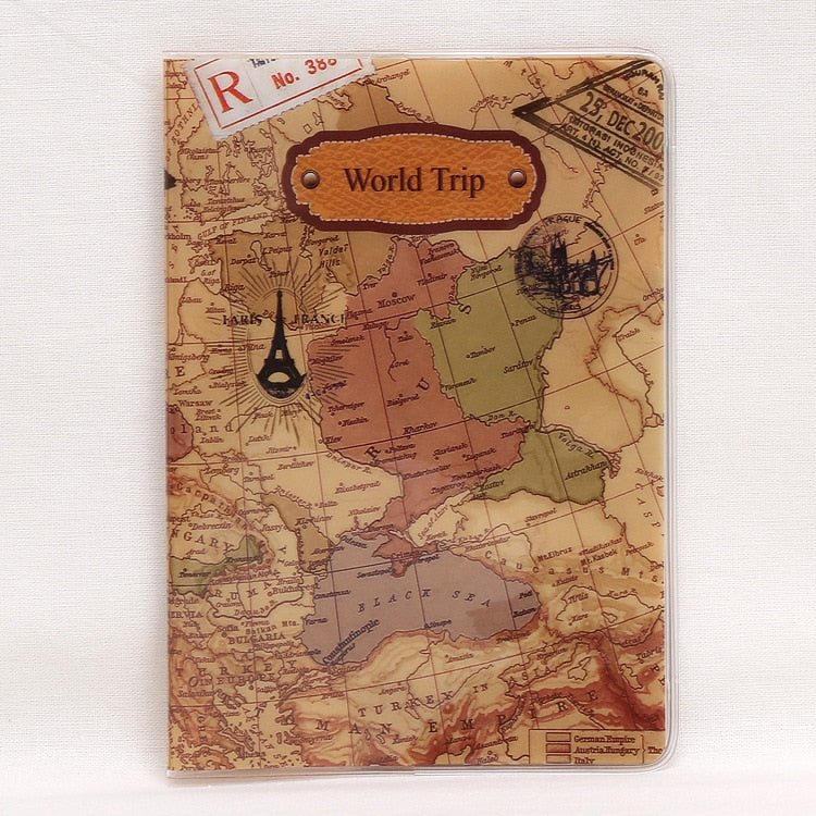 New World Map Passport Cover Wallet