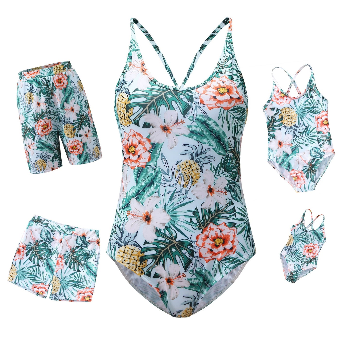 "Tropic Like It's Hot" Floral Leaf Matching Family Swimwear
