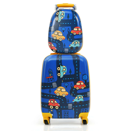 "ROADTRIP!" 2pc Kids Carry On Rolling Luggage Set